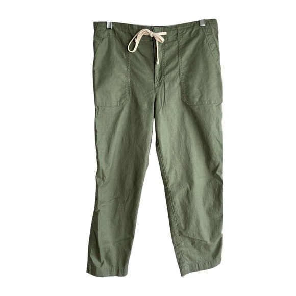 Loft Womens Size 6 Cotton Spandex Seaside Cropped Pant Sage Green Drawstring - Picture 4 of 14